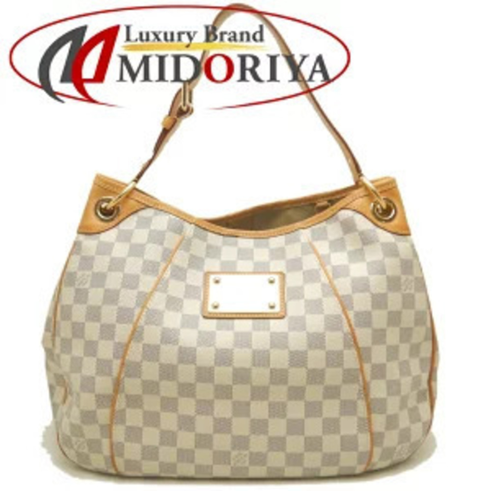 Louis Vuitton Damier Galliera Shoulder Bag Canvas Leather Azur White